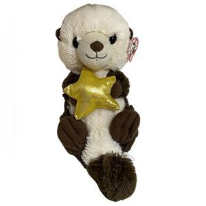 Peekaboo Toys Otter Stuffed Animal Plush 15inch Gold Star Brown Tan Laying Beach